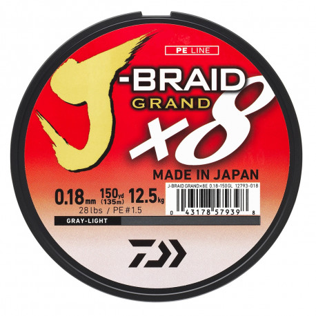 Tresses daiwa J-Braid Grand x8 275m gris